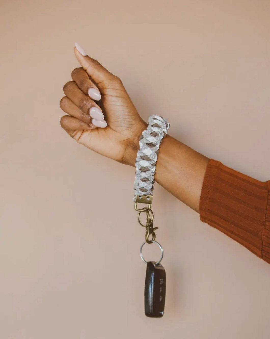 Brown Checkered Keychain