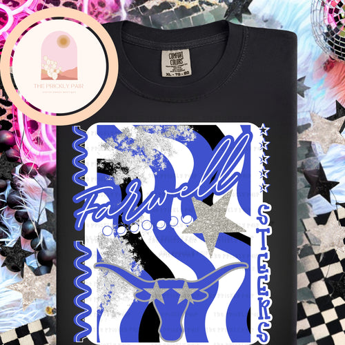 Farwell Steers Blue & White