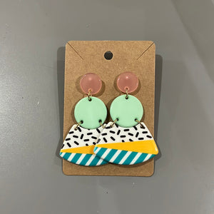 Mint Pink Retro Earrings