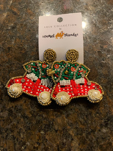 Christmas Car Beaded Earrings